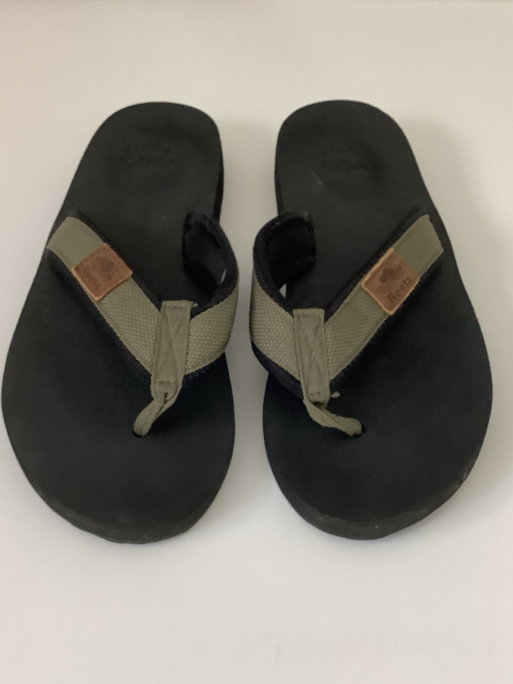 Men's Olive Green Strap Black Flip Flops